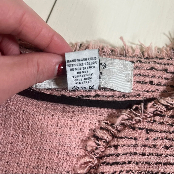 American Rag Cie Sz M Distressed Tweed Studded Crop Jacket Boho Rocker Chic - Picture 11 of 12